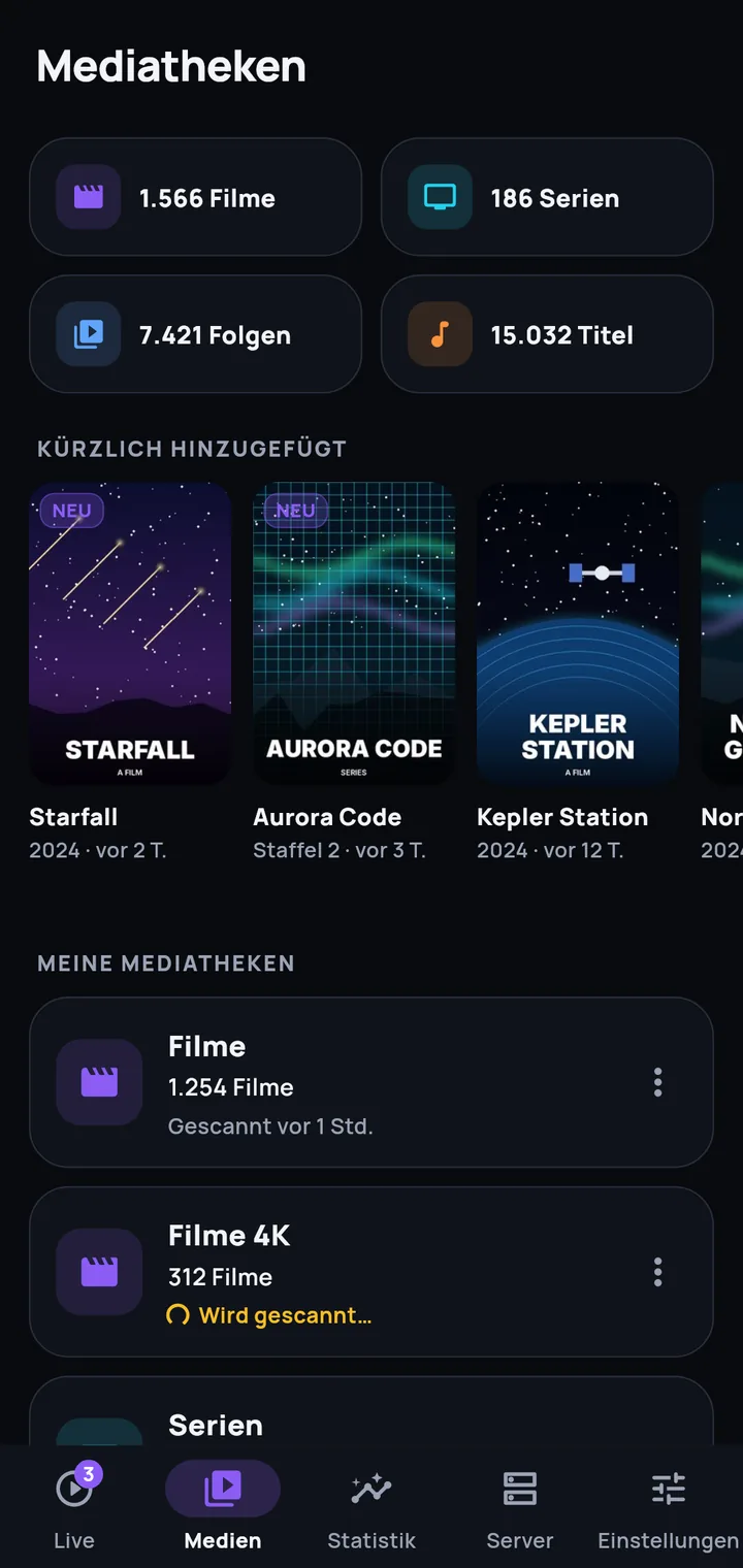 Deine Mediatheken auf einen Blick